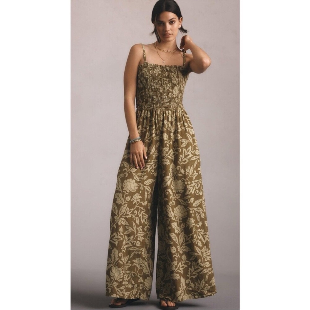 Pilcro Olive Floral Jumpsuit
